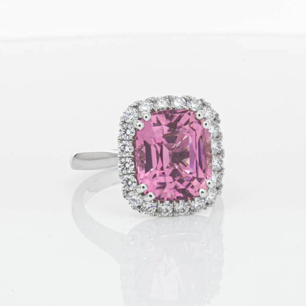 18ct White Gold Pink Tourmaline & Diamond Ring