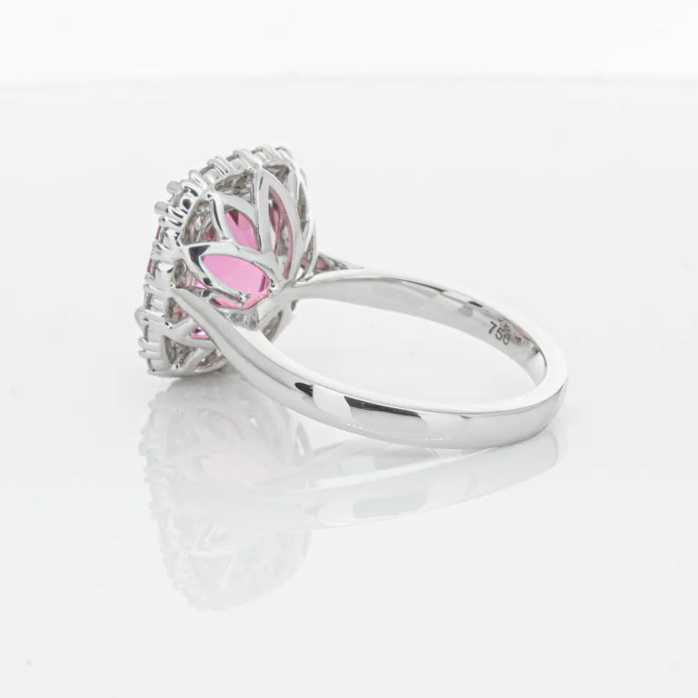 18ct White Gold Pink Tourmaline & Diamond Ring