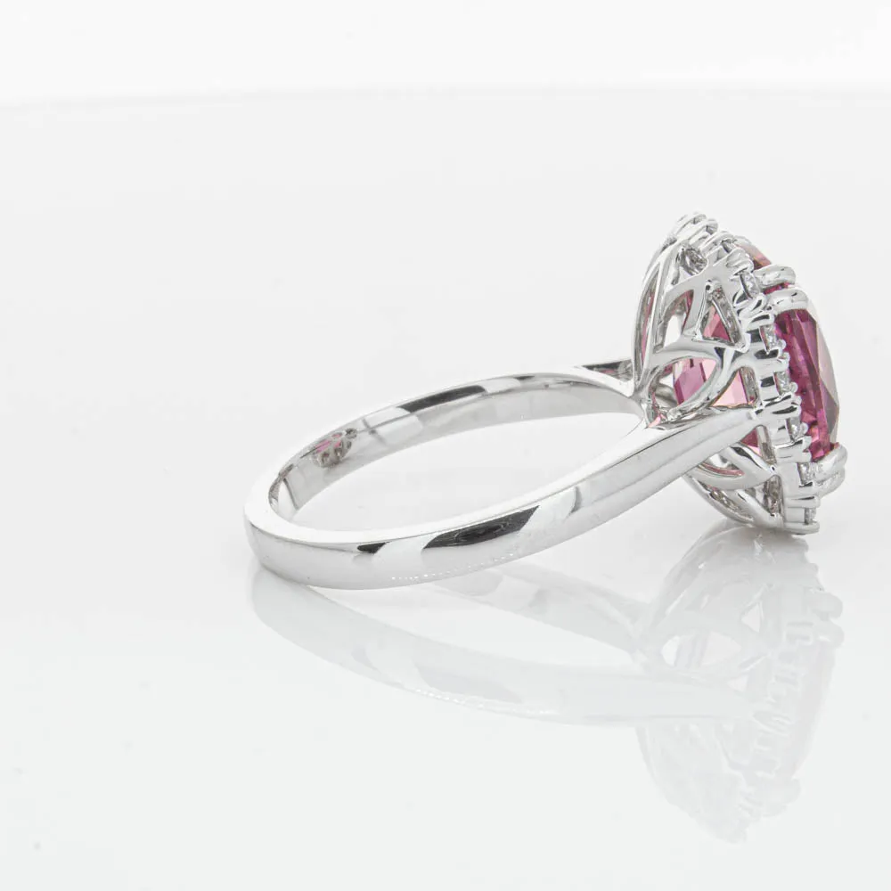 18ct White Gold Pink Tourmaline & Diamond Ring