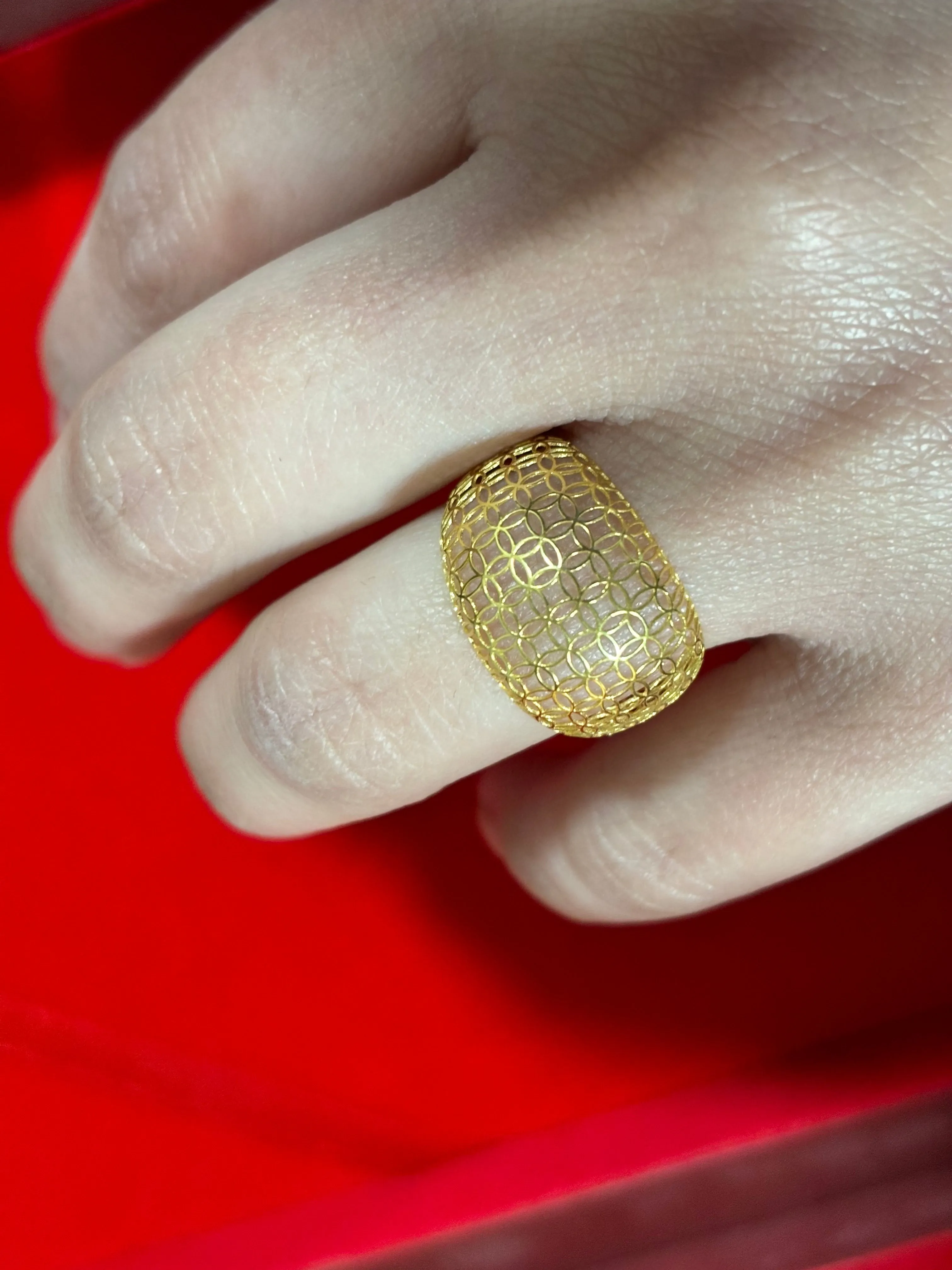 18K Gold Money Cather Dome Ring Net