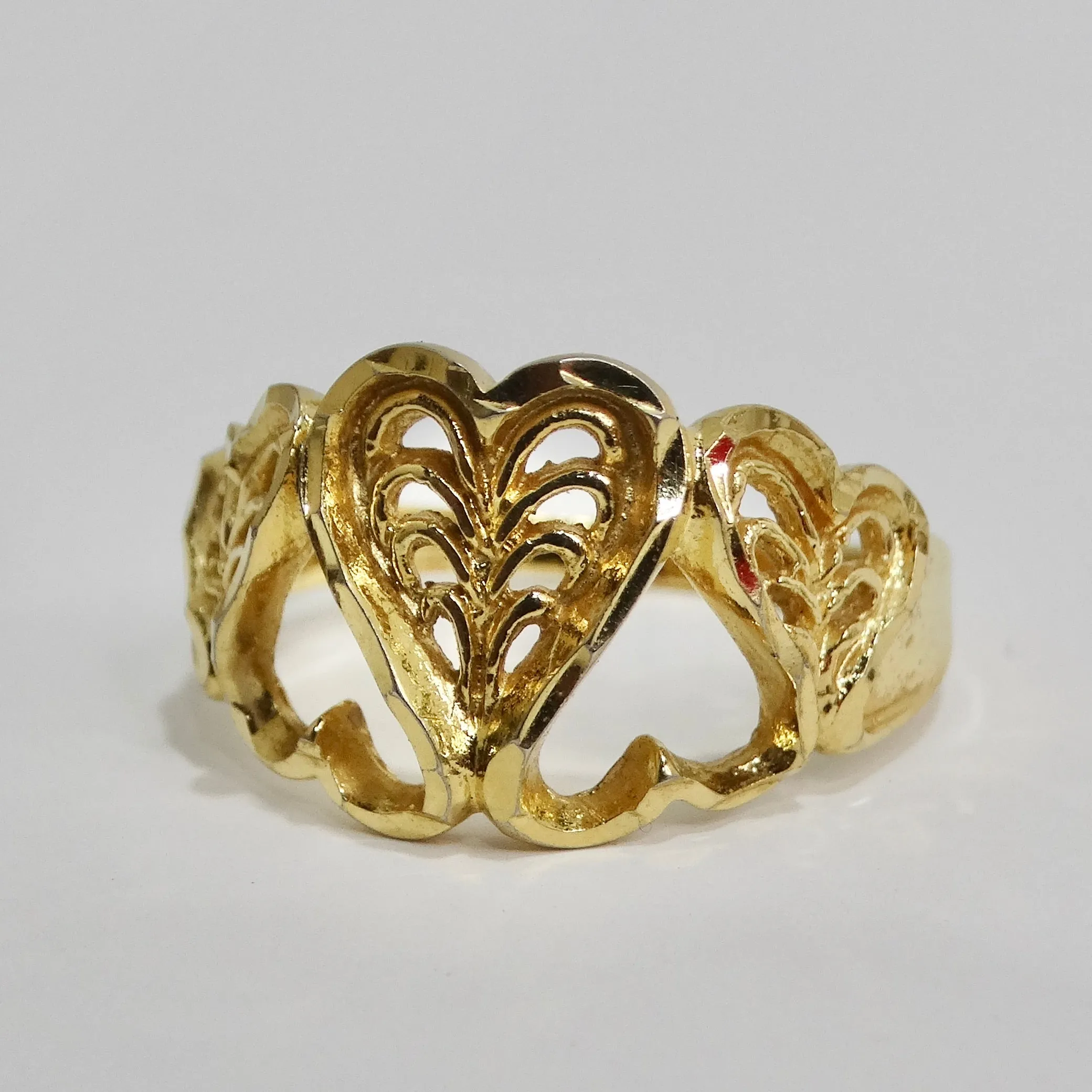 18K Gold Plated 1970s Hearts Ring