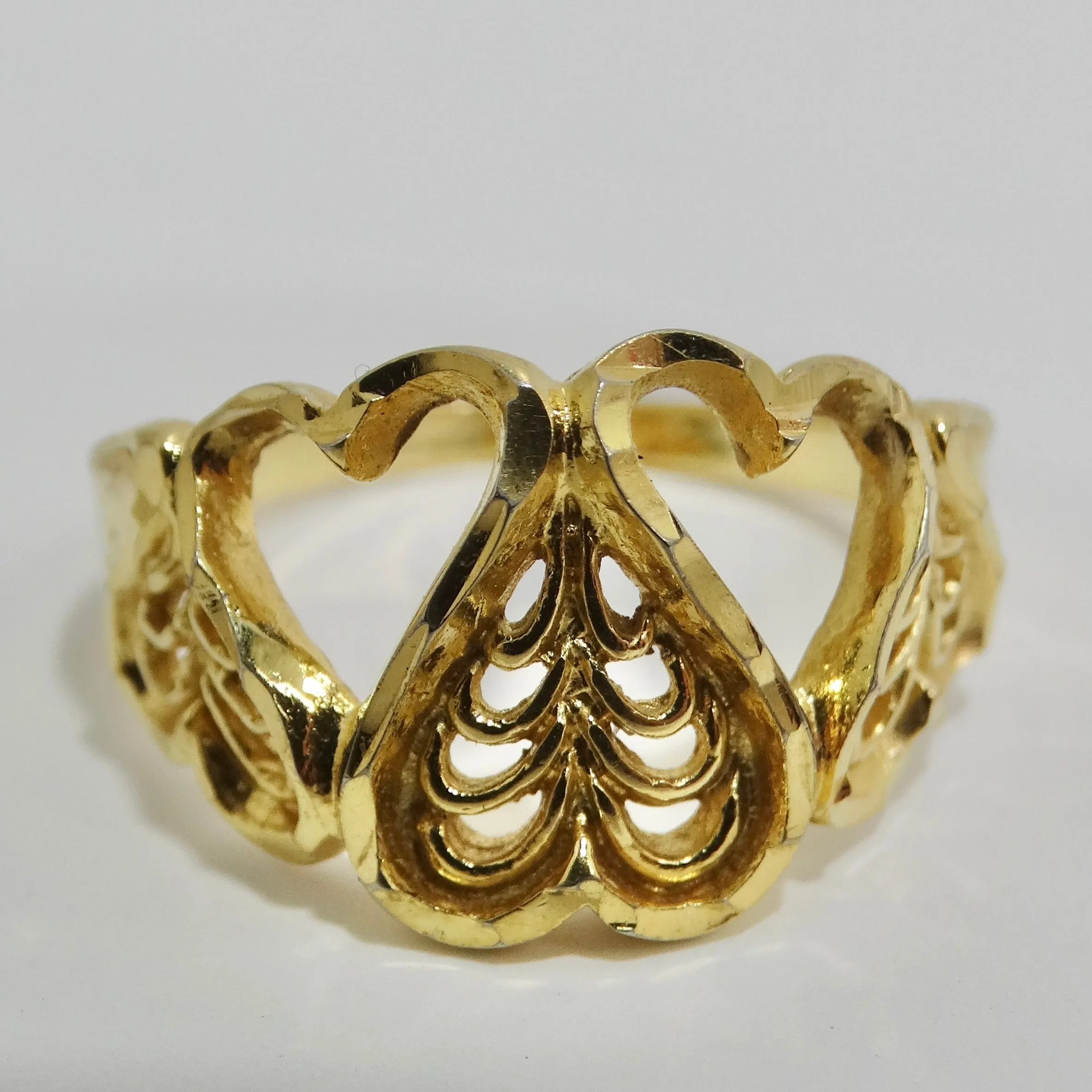 18K Gold Plated 1970s Hearts Ring