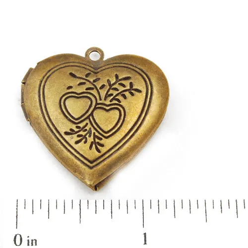 29*28 mm Antique Brass Love Heart Lockets Pendant Victorian Style,Sold 20 pcs per pkg