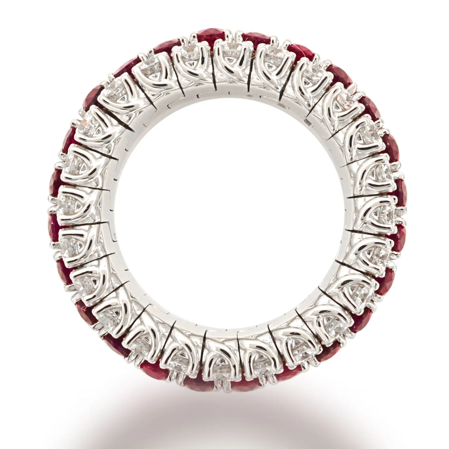 3-Row Oval Ruby and Diamond Xpandable™ Ring