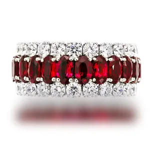 3-Row Oval Ruby and Diamond Xpandable™ Ring