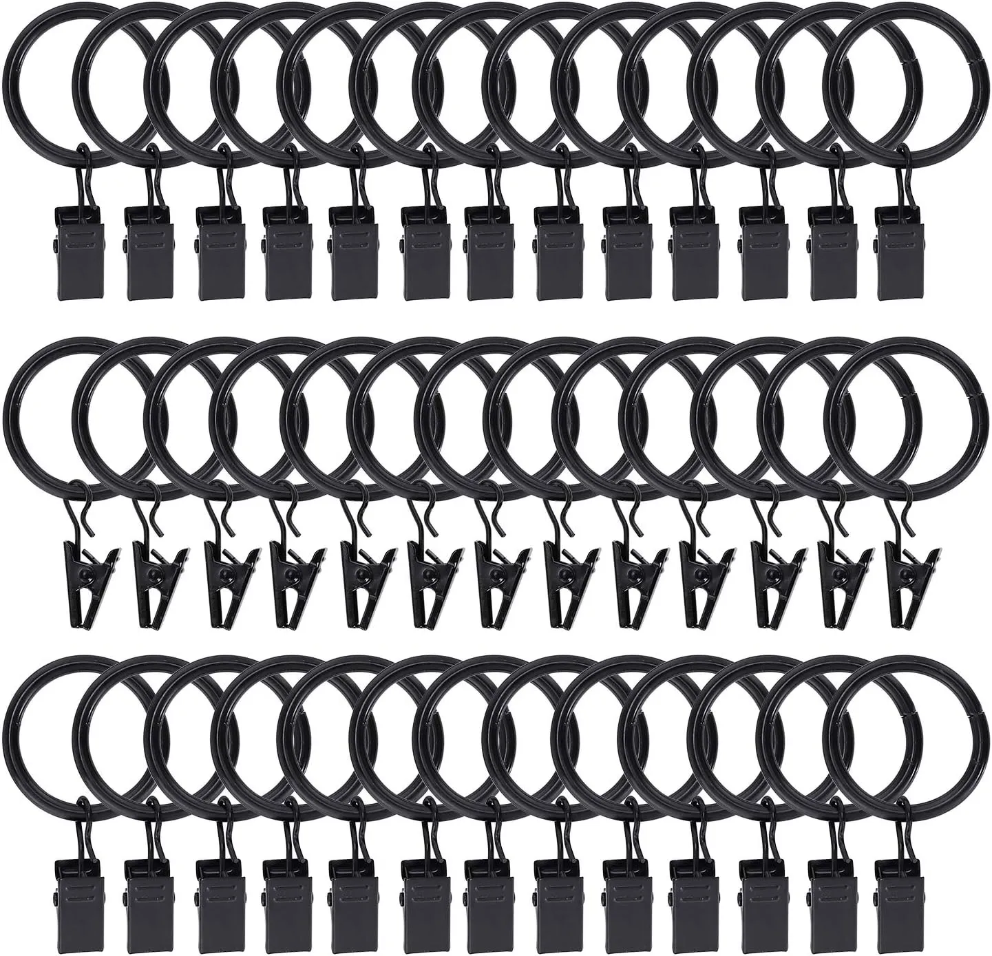 30 Pack Curtain Rings with Clips Hooks