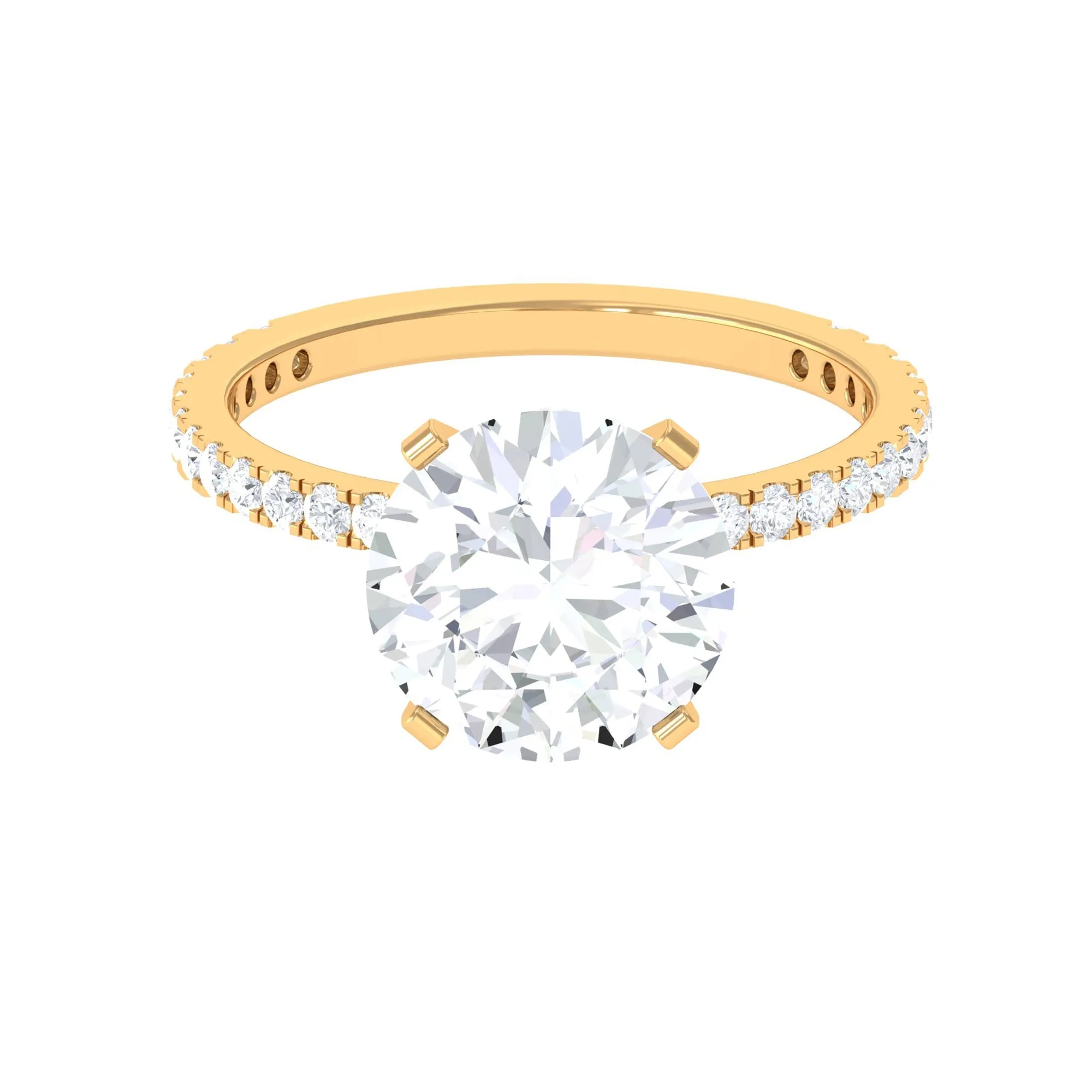 4.75 CT Zircon Solitaire Engagement Ring with Side Stones