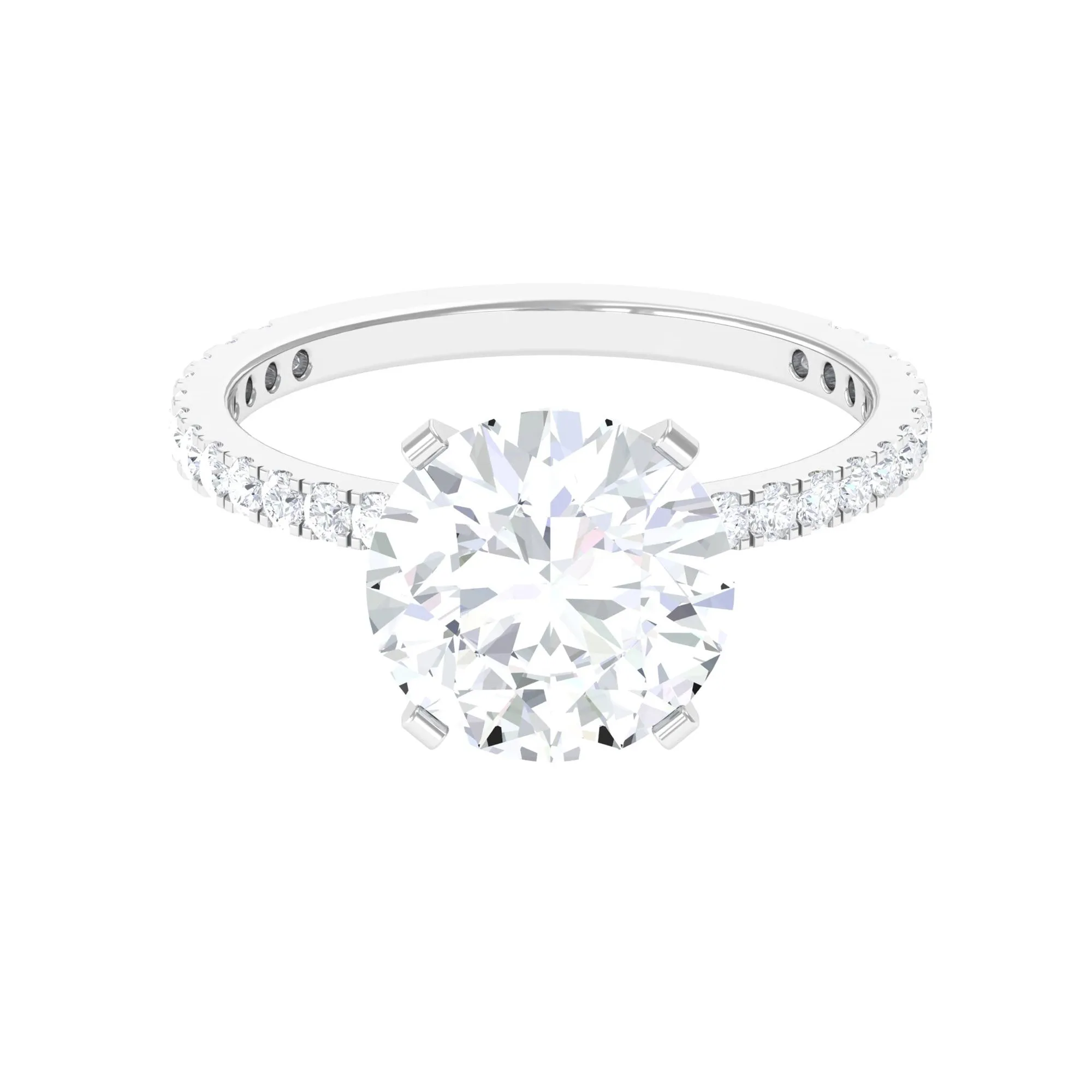 4.75 CT Zircon Solitaire Engagement Ring with Side Stones