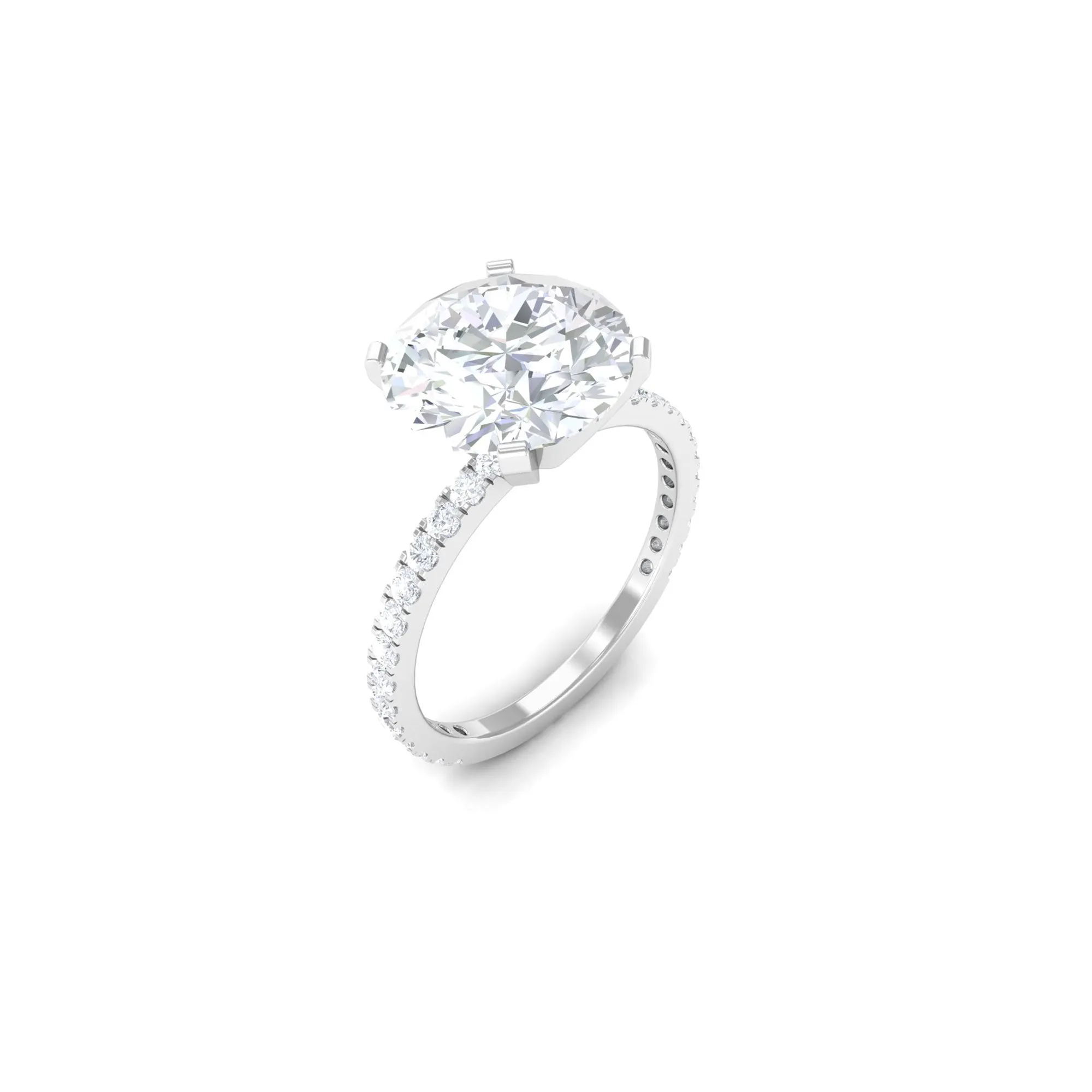 4.75 CT Zircon Solitaire Engagement Ring with Side Stones