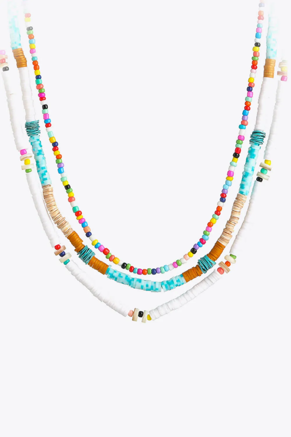 5-Pack Wholesale Multicolored Bead Necklace Three-Piece Set