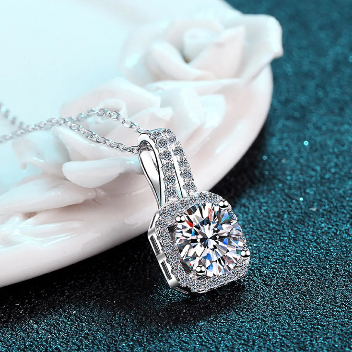 925 Sterling Silver Octagon-Shaped Moissanite Necklace