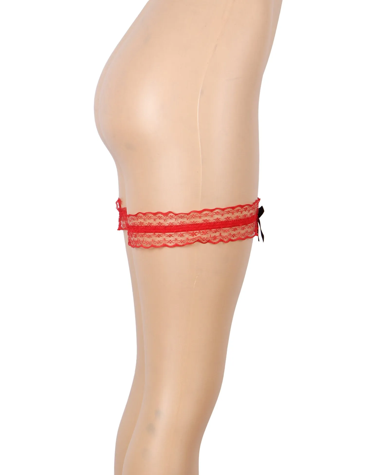 A Pair Of Sexy Red Lace Bow Leg Rings