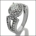 Anniversary 0.65 Round Stone Pave Halo Cubic Zirconia Cz Ring