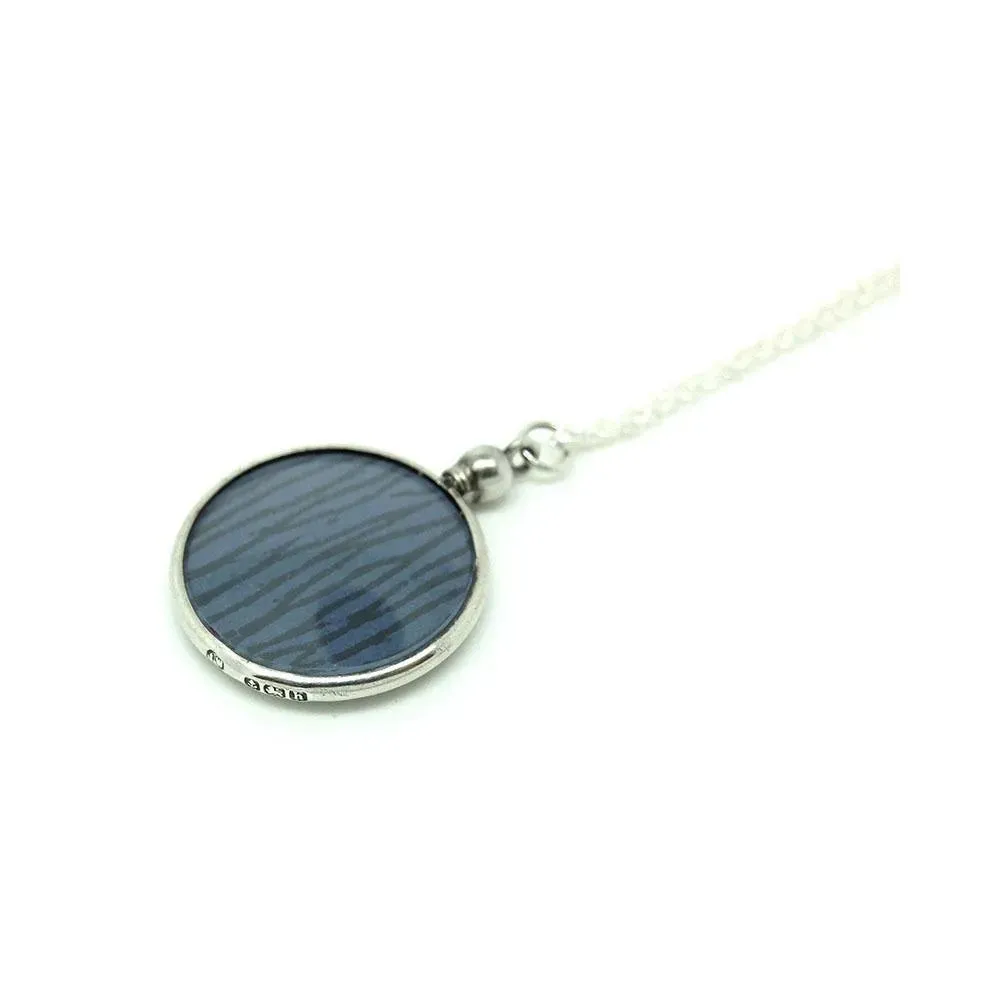 Antique 1907 Edwardian Sterling Silver Glass Locket Necklace