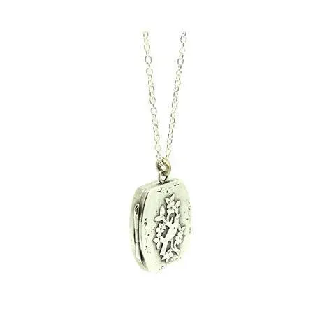 Antique 1915 Sterling Silver Bird Locket Necklace