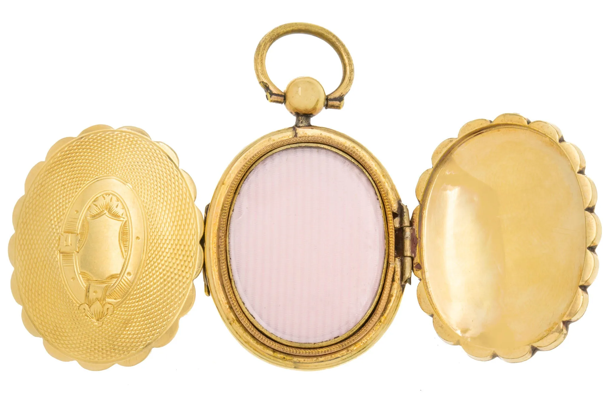 Antique 9ct Gold Engraved Buckle Portrait Locket