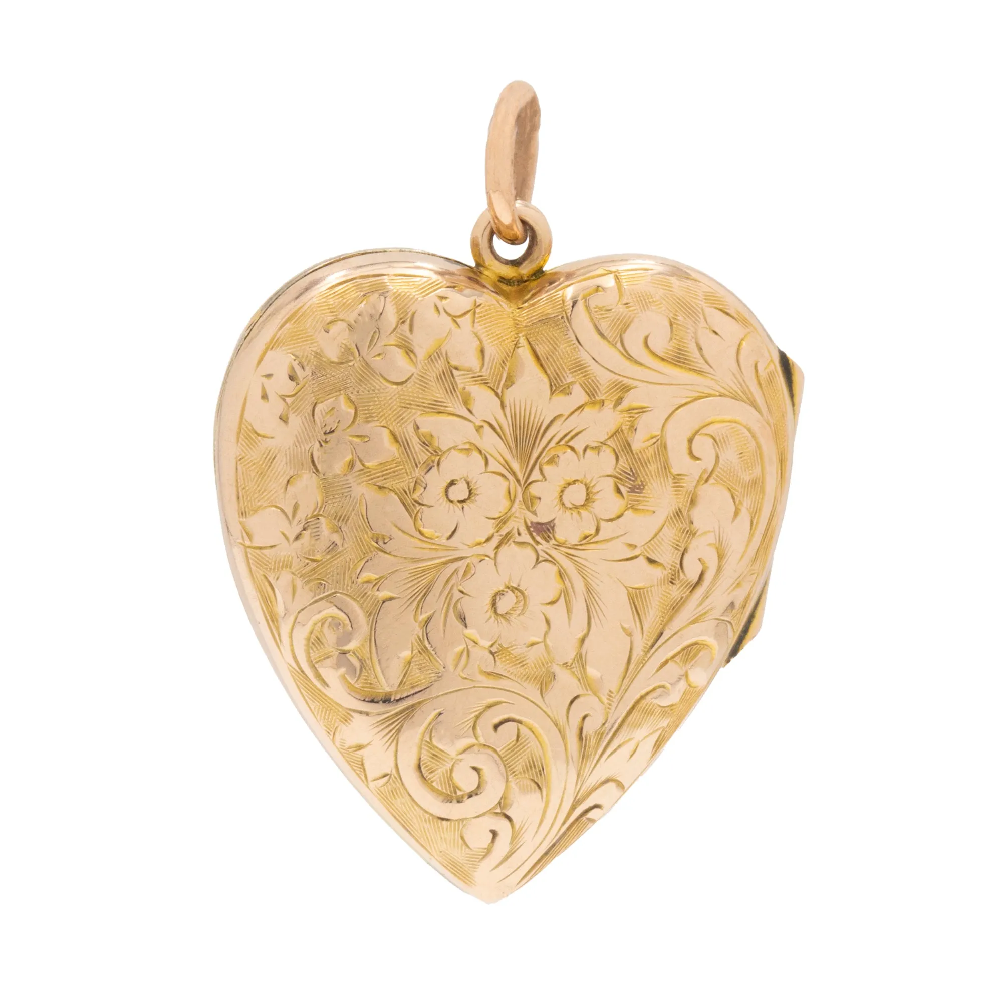 Antique 9ct Gold Engraved Heart Locket