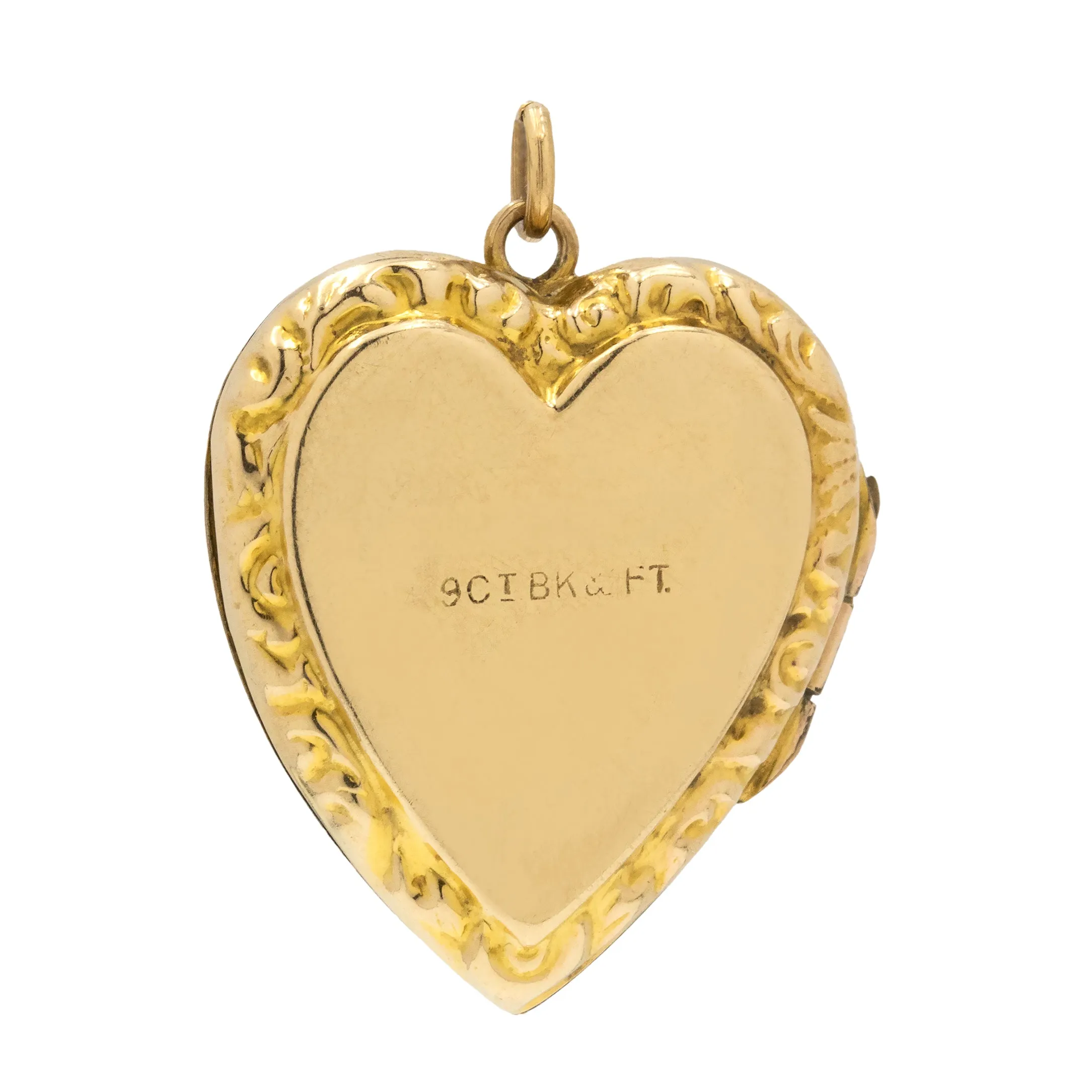 Antique 9ct Gold Engraved Heart Locket