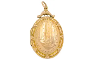 Antique 9ct Gold Engraved Oval Locket