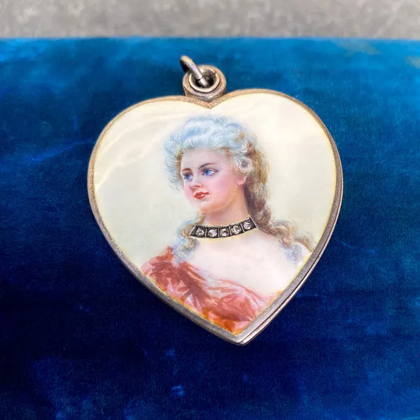 Antique Diamond Heart Locket Mirror