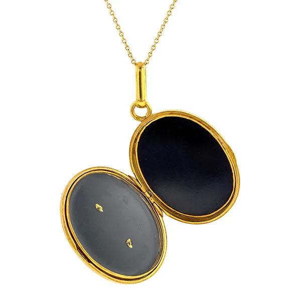 Antique French Pearl & Onyx Locket