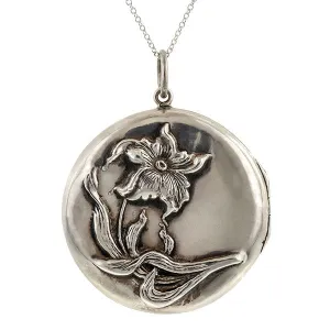 Antique Lily Locket, Silver