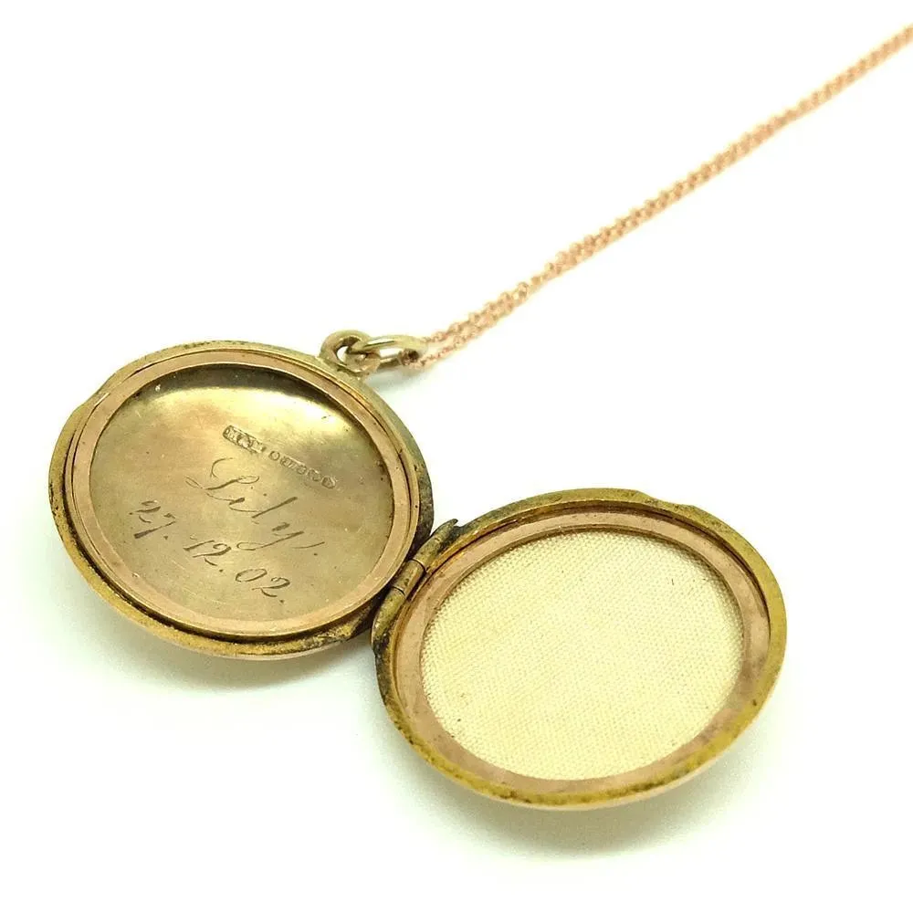 Antique Victorian 1901 9ct Gold Locket Necklace