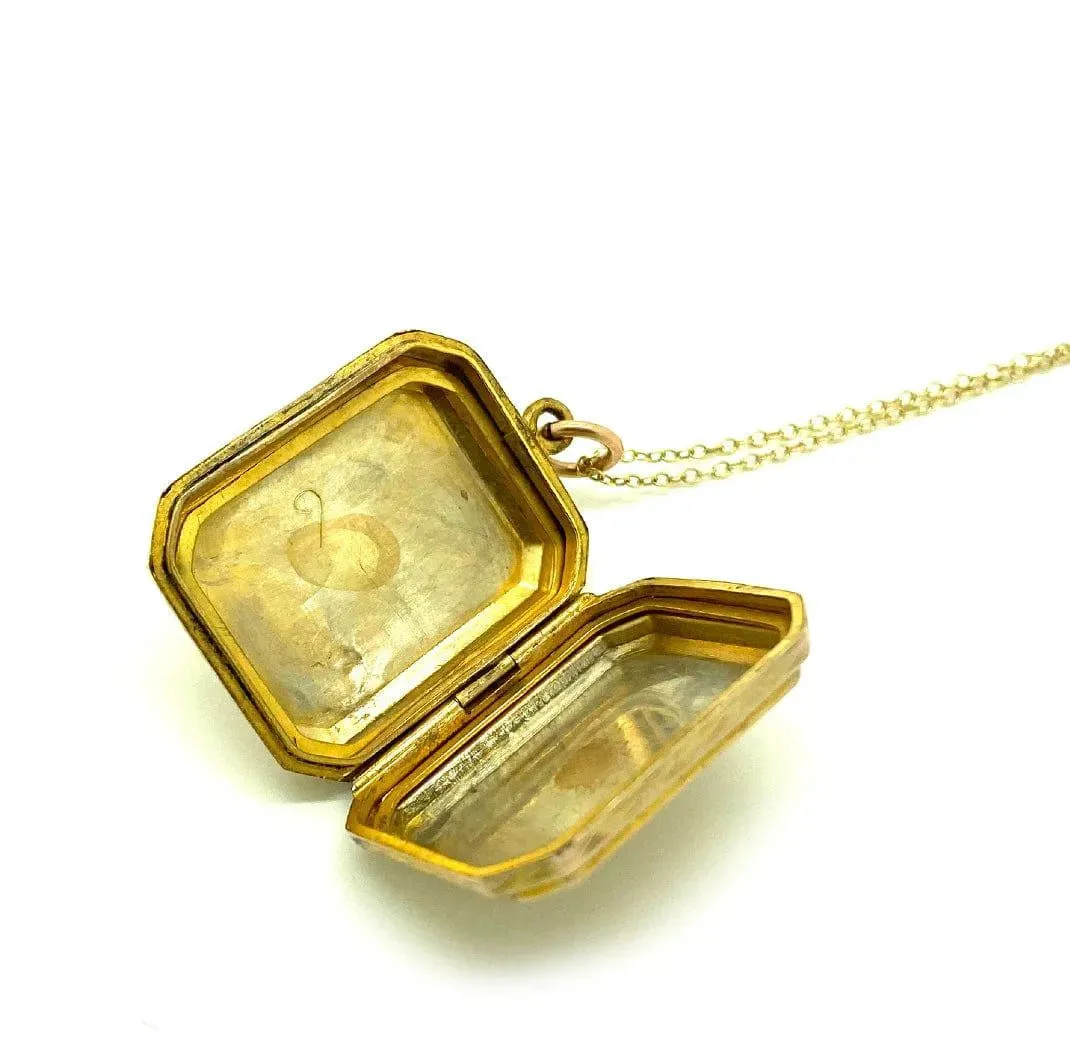 Antique Victorian 9ct Gold Engraved Locket Necklace