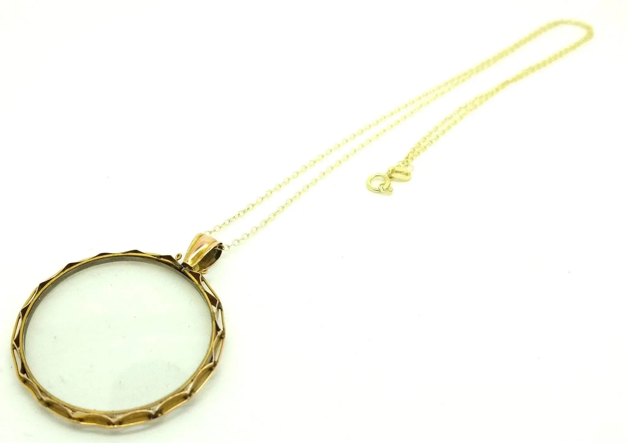 Antique Victorian 9ct Gold Glass Locket Necklace