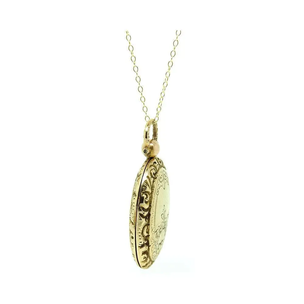 Antique Victorian 9ct Gold Locket Necklace