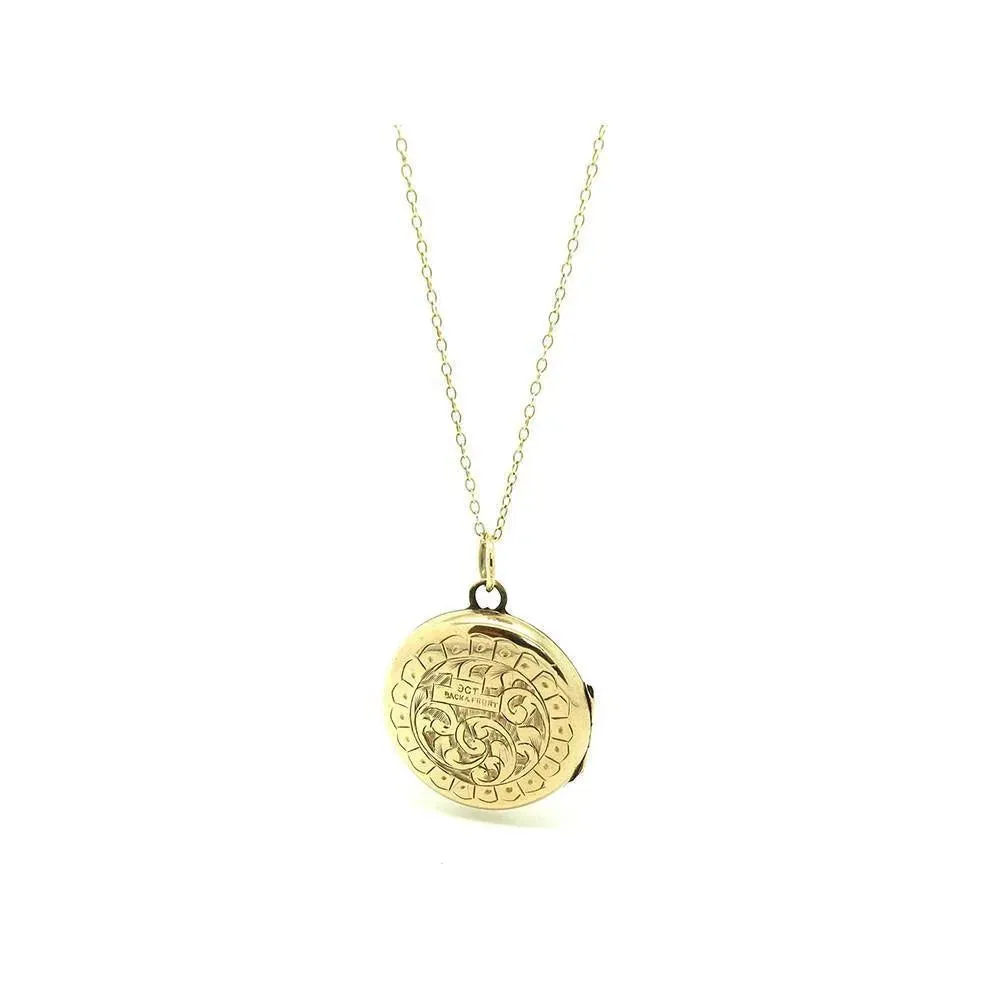 Antique Victorian 9ct Gold Round Locket Necklace