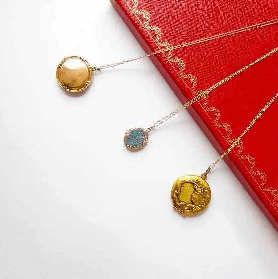 Antique Victorian 9ct Gold Turquoise Enamel Locket