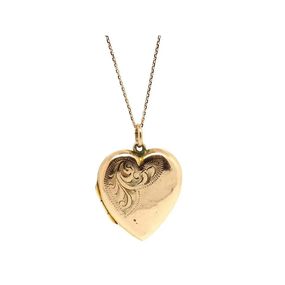 Antique Victorian 9ct Rose Gold Heart Locket Necklace