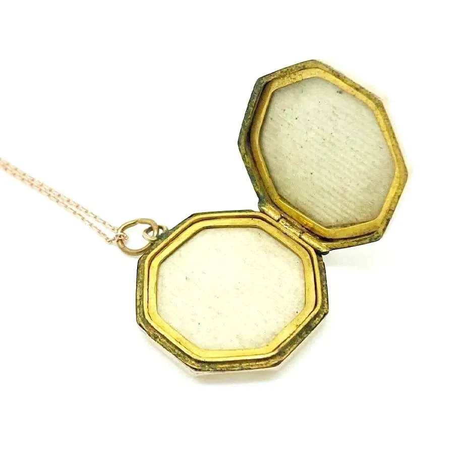 Antique Victorian 9ct Rose Gold Hexagonal Locket Necklace