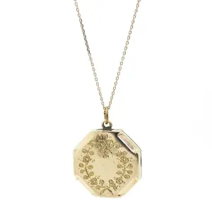 Antique Victorian 9ct Rose Gold Hexagonal Locket Necklace