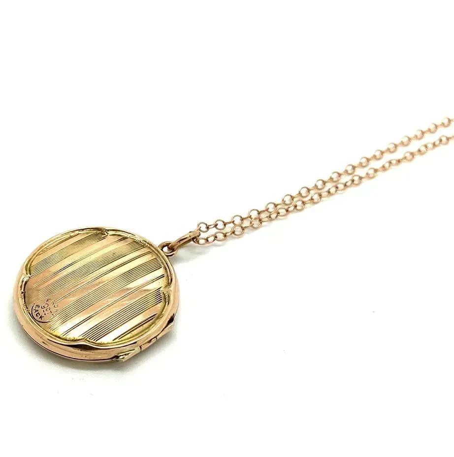 Antique Victorian 9ct Rose Gold Round Locket Necklace