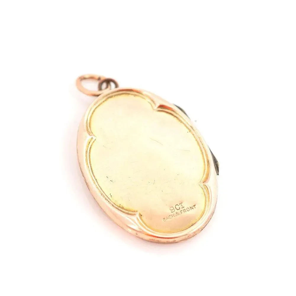 Antique Victorian 9ct Yellow Gold Oval Locket Necklace