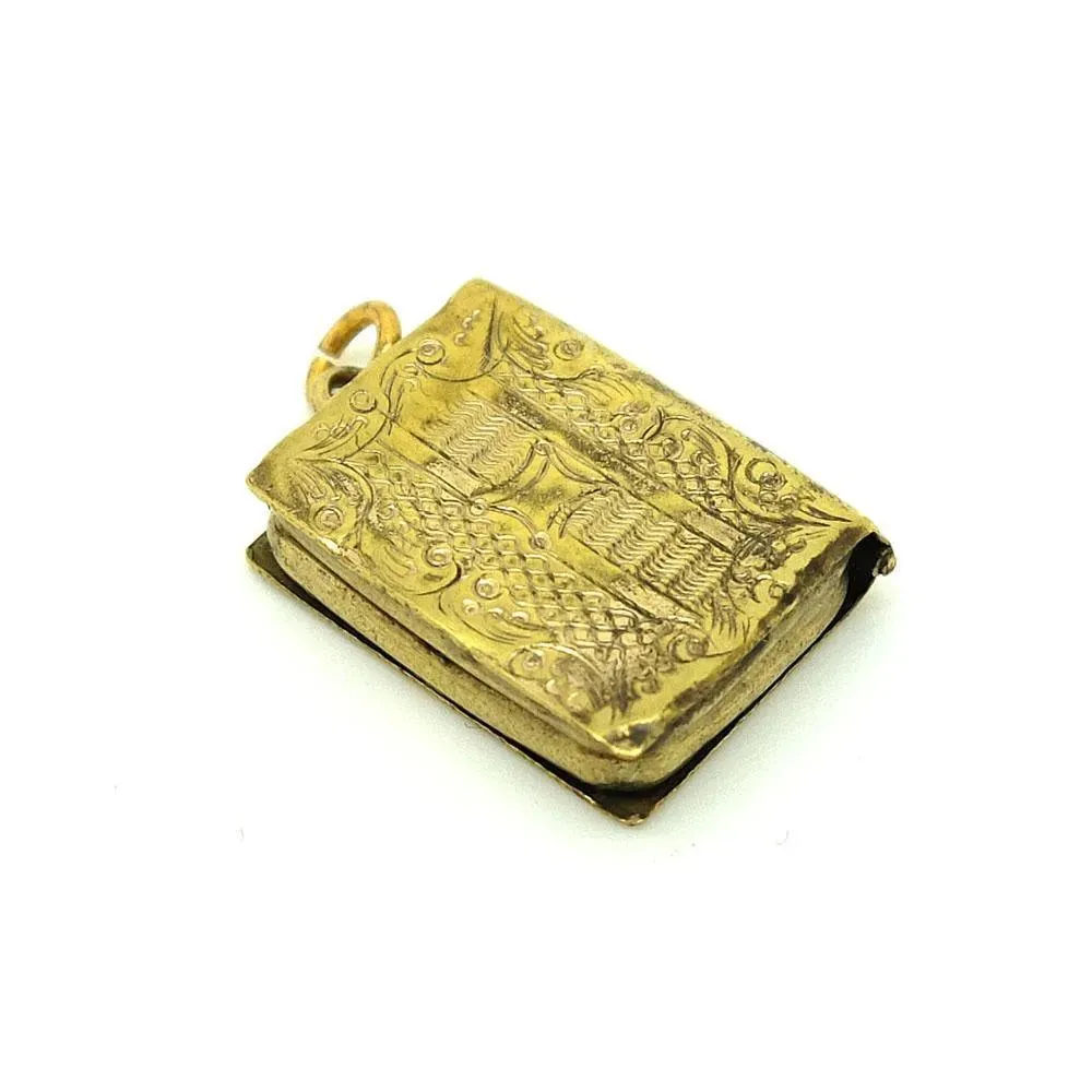 Antique Victorian Book Charm Locket Necklace