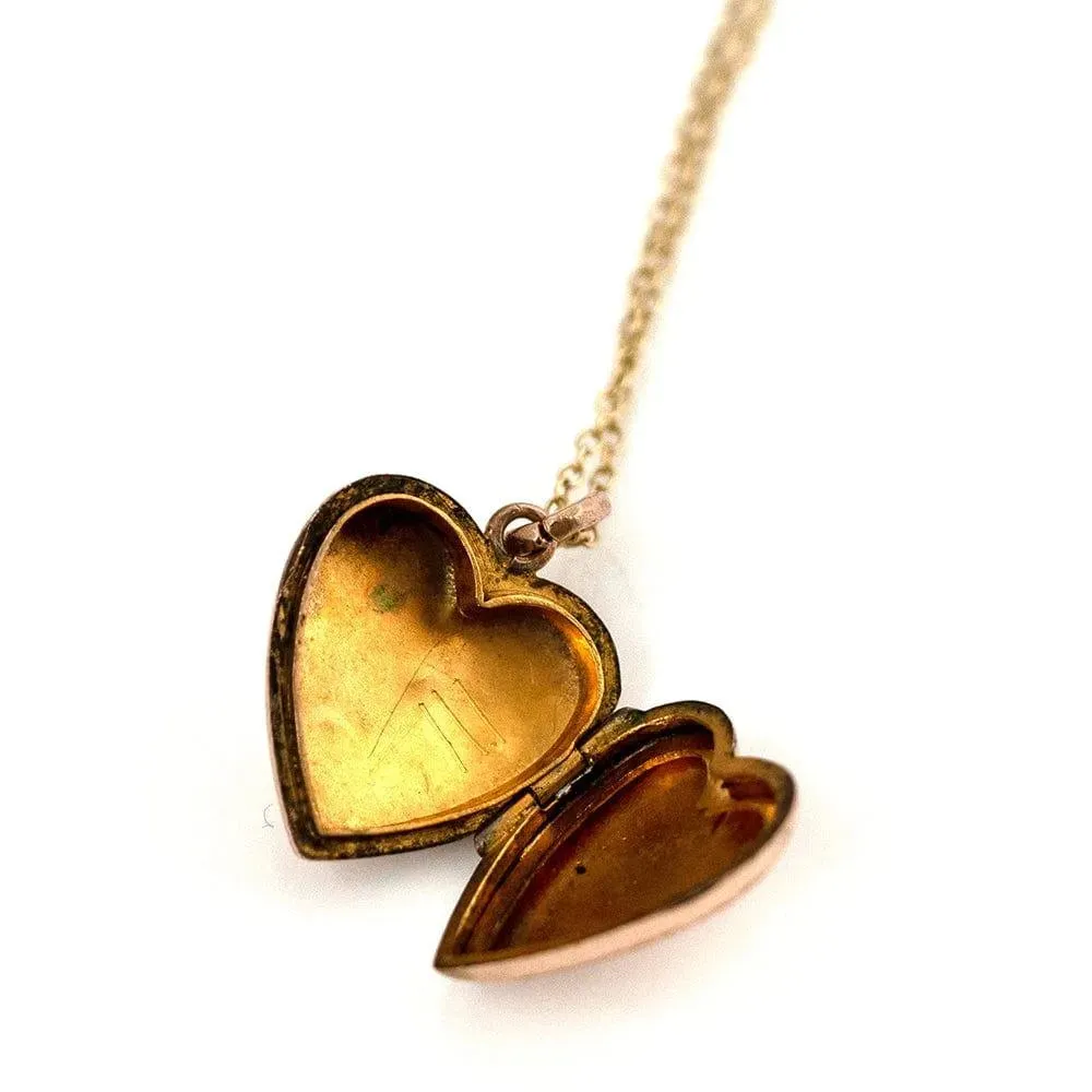 Antique Victorian Heart 9ct Gold Locket Necklace