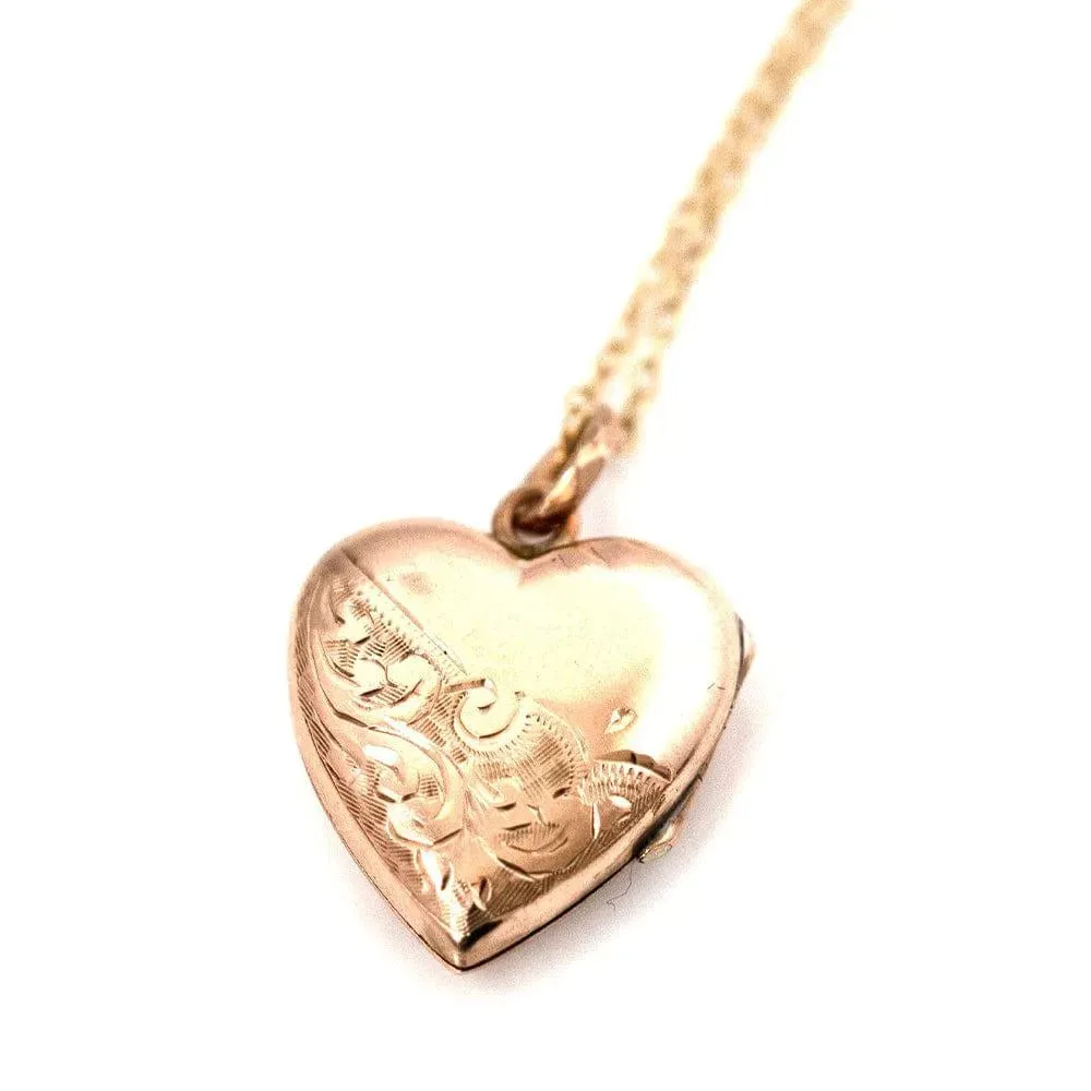 Antique Victorian Heart 9ct Gold Locket Necklace