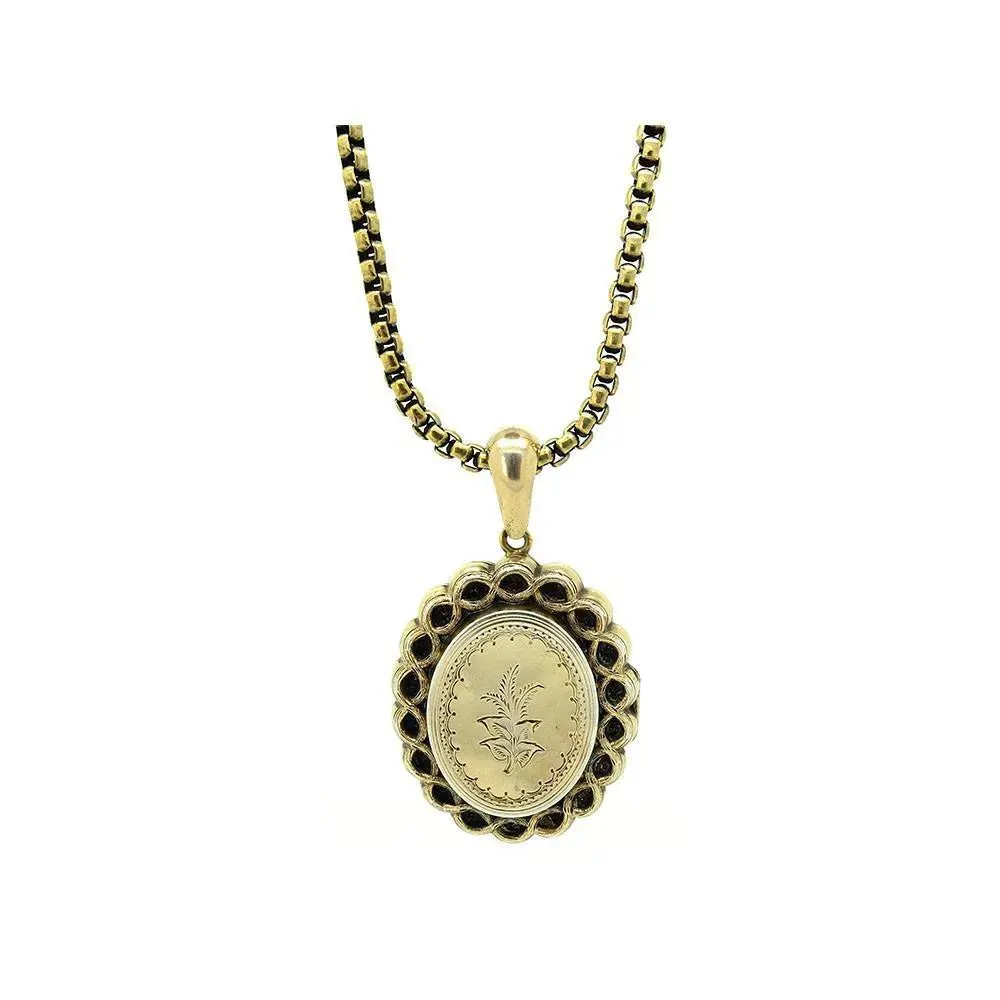 Antique Victorian Silver Gilt Locket Necklace