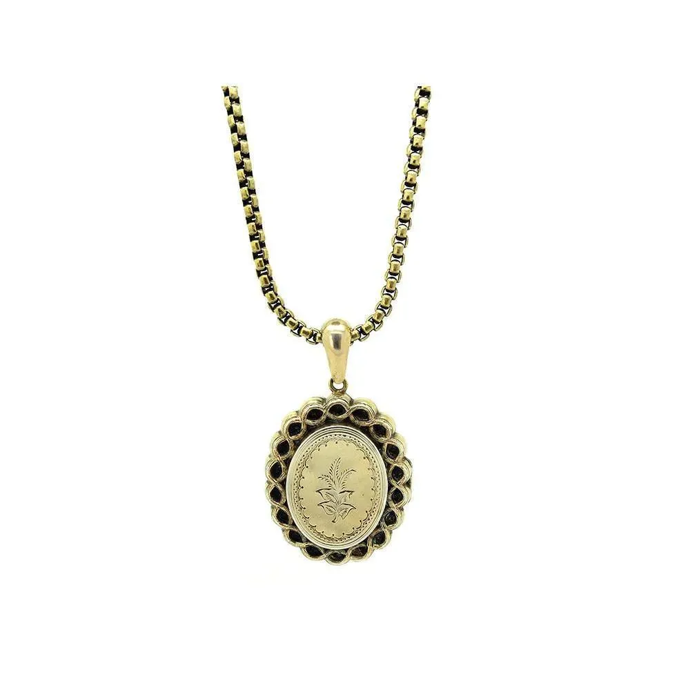 Antique Victorian Silver Gilt Locket Necklace