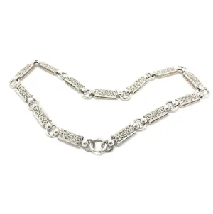 Antique Victorian Silver Locket Collar Chain Necklace