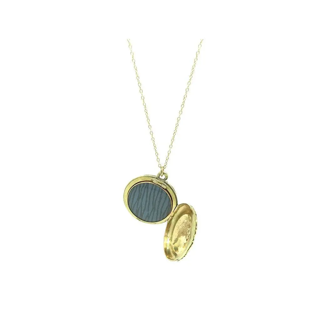 Antique Victorian Solid 9ct Gold Round Locket Necklace