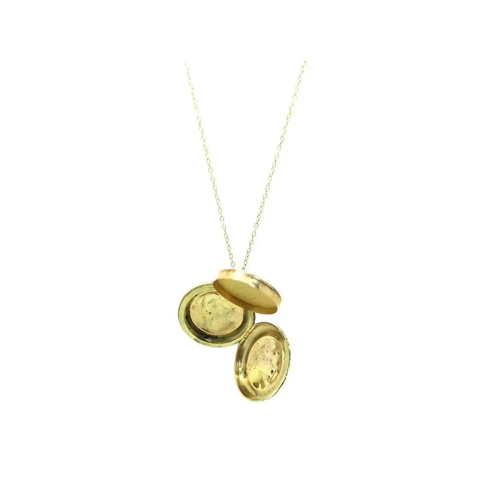 Antique Victorian Solid 9ct Gold Round Locket Necklace