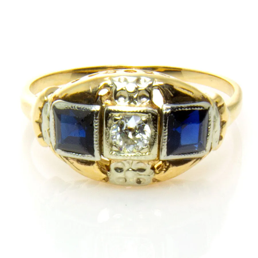 Art Deco Sapphire & Diamond Ring