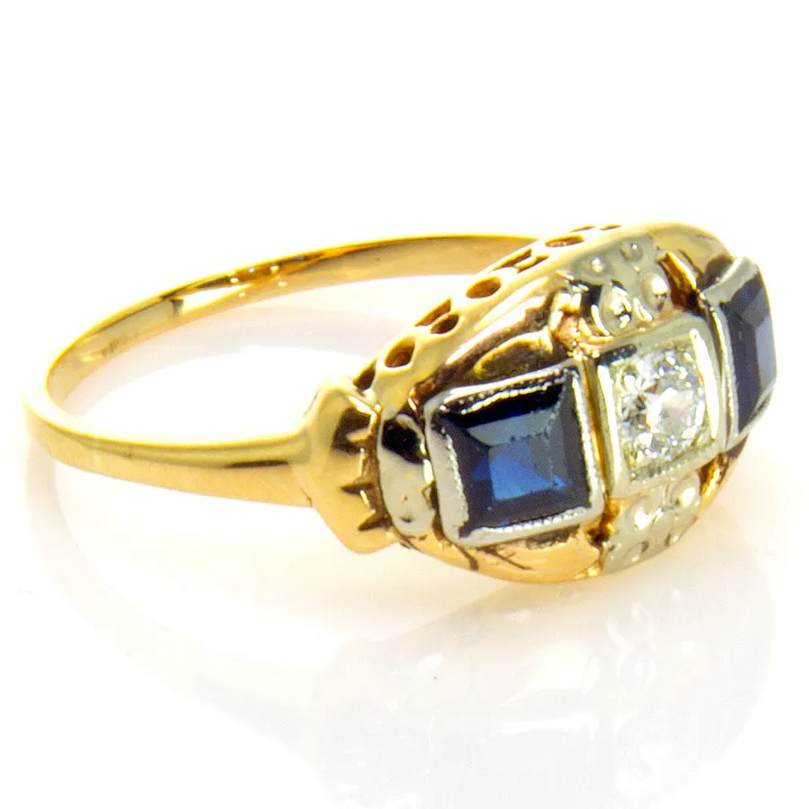 Art Deco Sapphire & Diamond Ring