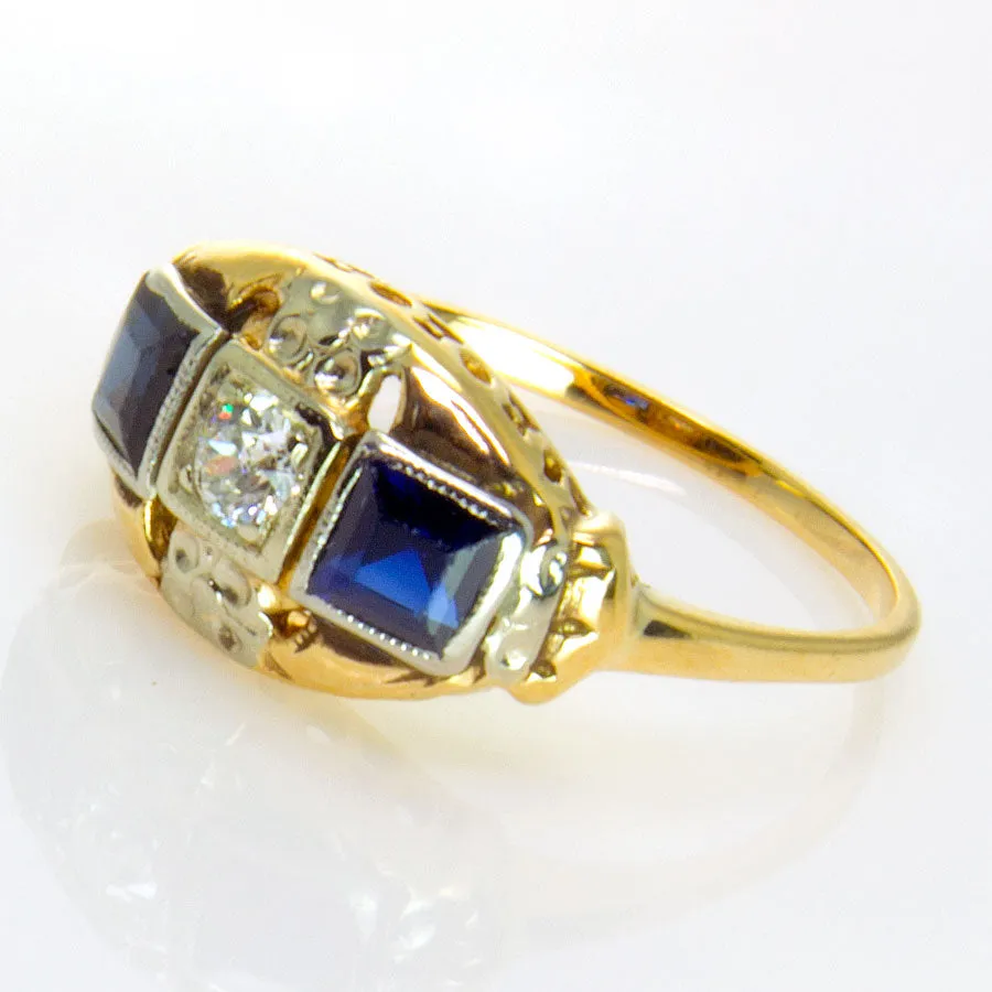 Art Deco Sapphire & Diamond Ring