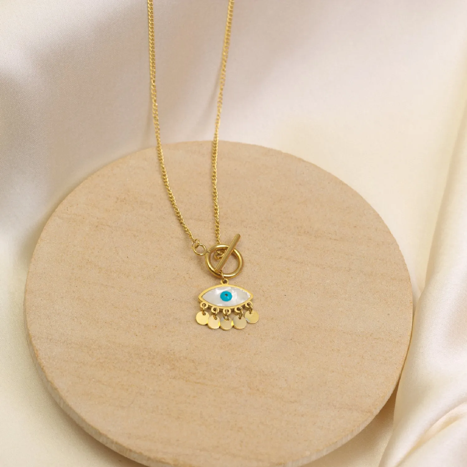 Artklim Gold Plated Evil Eye Charms Pendant Necklace