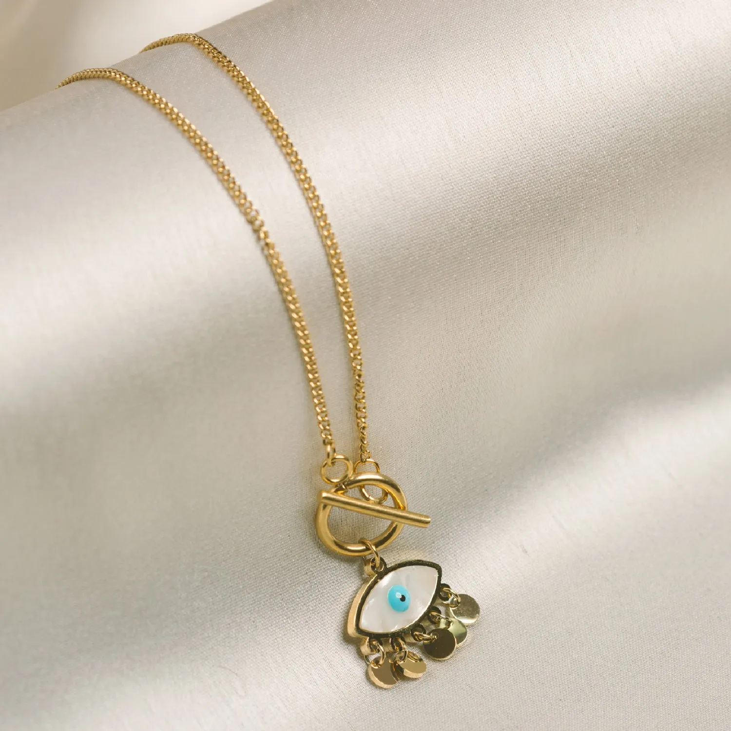 Artklim Gold Plated Evil Eye Charms Pendant Necklace